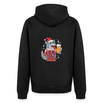 Wolf - Unisex Premium Bio Zip Hoodie - Schwarz - Hinten - Nico (187cm)