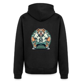 Rugby - Unisex Premium Bio Zip Hoodie - Schwarz - Hinten - Nico (187cm)