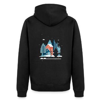 Winter - Unisex Premium Bio Zip Hoodie - Schwarz - Hinten - Nico (187cm)