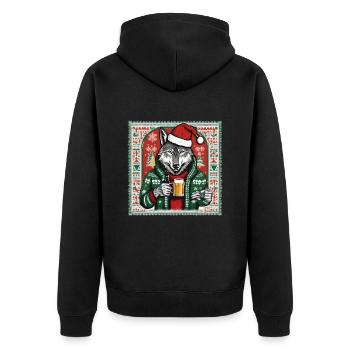 Wolf - Unisex Premium Bio Zip Hoodie - Schwarz - Hinten - Nico (187cm)