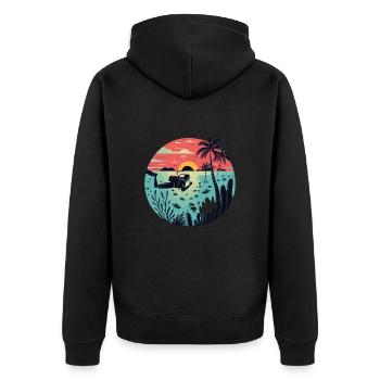 Taucher - Unisex Premium Bio Zip Hoodie - Schwarz - Hinten - Nico (187cm)