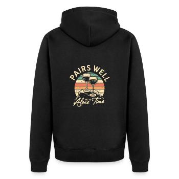 Wein - Unisex Premium Bio Zip Hoodie - Schwarz - Hinten - Nico (187cm)