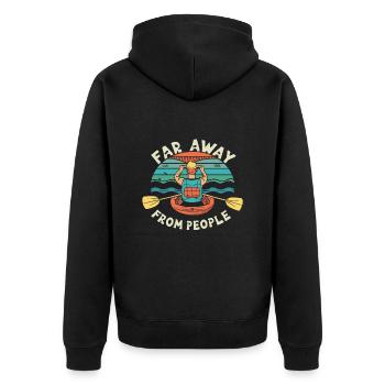 Paddeln - Unisex Premium Bio Zip Hoodie - Schwarz - Hinten - Nico (187cm)
