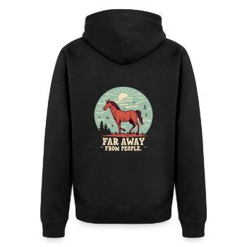 Reiten - Unisex Premium Bio Zip Hoodie - Schwarz - Hinten - Nico (187cm)
