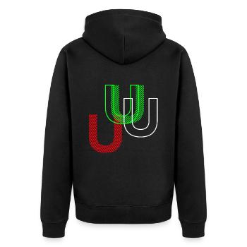 U Neon - Unisex Premium Bio Zip Hoodie - Schwarz - Hinten - Nico (187cm)