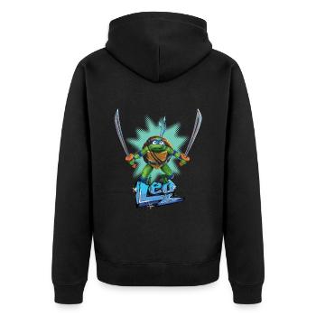 TMNT Mutant Mayhem Turtle Leo - Unisex Premium Organic Zip Hoodie - black - Back - Nico (187cm)