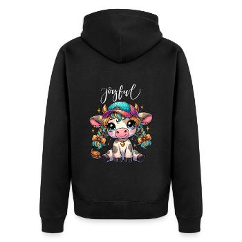 Kuh Kühe Kalb Basketballkappe Glitzer Anime Zöpfe - Unisex Premium Bio Zip Hoodie - Schwarz - Hinten - Nico (187cm)