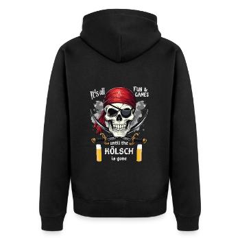 Karneval Pirat Kölsch Köln Kölle Alaaf Kölner Dom - Unisex Premium Bio Zip Hoodie - Schwarz - Hinten - Nico (187cm)