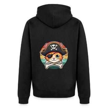 Carnaval Pirate Chat Costume Pirate Chapeau Rétro Miaou - Veste à capuche bio Premium Unisexe - noir - Dos - Nico (187cm)