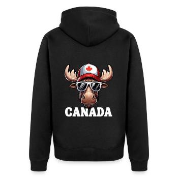Kanada Elch Ahornblatt Sonnenbrille Kappe Lustig - Unisex Premium Bio Zip Hoodie - Schwarz - Hinten - Nico (187cm)