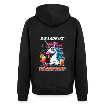 Carnival Unicorn Alcohol Funny Party Cocktail Fun - Unisex Premium Organic Zip Hoodie - black - Back - Nico (187cm)