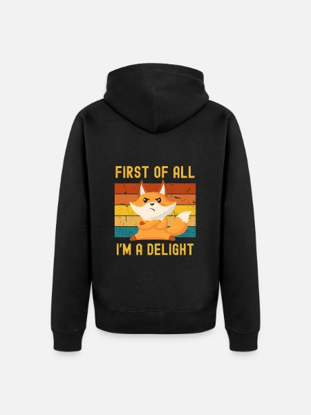Fox Retro Pleasure Funny Confidence - Unisex Premium Organic Zip Hoodie - black