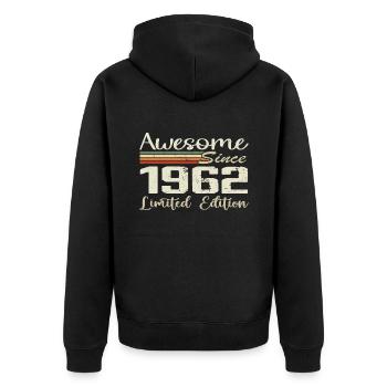 Anniversaire 62 Ans Millésime 1962 Cadeau 1962 - Veste à capuche bio Premium Unisexe - noir - Dos - Nico (187cm)