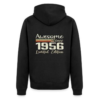 Anniversaire 68 Ans Millésime 1956 Cadeau 1956 - Veste à capuche bio Premium Unisexe - noir - Dos - Nico (187cm)