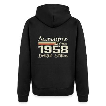 Geburtstag 66 Jahre Jahrgang 1958 Geschenk 1958 - Unisex Premium Bio Zip Hoodie - Schwarz - Hinten - Nico (187cm)