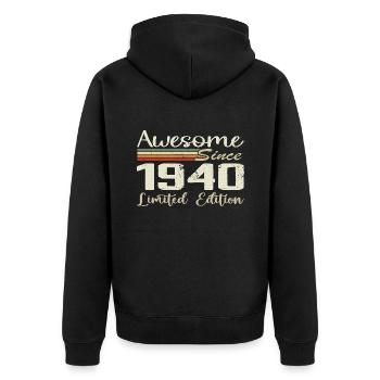 Anniversaire 84 Ans Millésime 1940 Cadeau 1940 - Veste à capuche bio Premium Unisexe - noir - Dos - Nico (187cm)