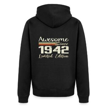 Anniversaire 82 Ans Millésime 1942 Cadeau 1942 - Veste à capuche bio Premium Unisexe - noir - Dos - Nico (187cm)