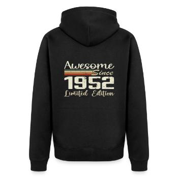 Geburtstag 72 Jahre Jahrgang 1952 Geschenk 1952 - Unisex Premium Bio Zip Hoodie - Schwarz - Hinten - Nico (187cm)