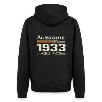 Birthday 92 Years Vintage 1932 Gift 1932 - Unisex Premium Organic Zip Hoodie - black - Back - Nico (187cm)