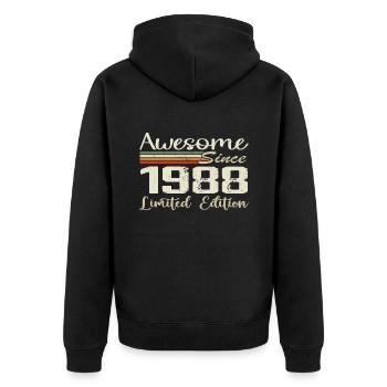 Anniversaire 36 Ans Millésime 1988 Cadeau 1988 - Veste à capuche bio Premium Unisexe - noir - Dos - Nico (187cm)