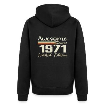 Geburtstag 53 Jahre Jahrgang 1971 Geschenk 1971 - Unisex Premium Bio Zip Hoodie - Schwarz - Hinten - Nico (187cm)