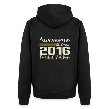 Anniversaire 8 Ans Millésime 2016 Cadeau 2016 - Veste à capuche bio Premium Unisexe - noir - Dos - Nico (187cm)
