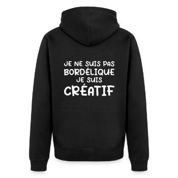 Humour Bordélique Créatif - Veste à capuche bio Premium Unisexe - noir - Dos - Nico (187cm)