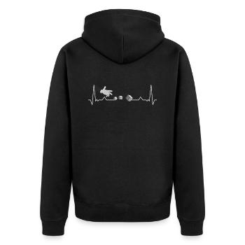Glücksspiel Herzschlag Würfeln Kasino Casino - Unisex Premium Bio Zip Hoodie - Schwarz - Hinten - Nico (187cm)
