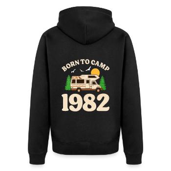 Né Pour Camper 1982 Camping 40 Ans Anniversaire - Veste à capuche bio Premium Unisexe - noir - Dos - Nico (187cm)