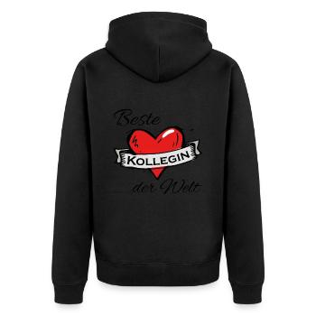Herz Design beste Kollegin der Welt - Unisex Premium Bio Zip Hoodie - Schwarz - Hinten - Nico (187cm)