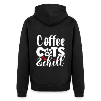 Café, chats et détente - Veste à capuche bio Premium Unisexe - noir - Dos - Nico (187cm)