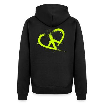 Symbole de la paix coeur hippie paix la liberté - Veste à capuche bio Premium Unisexe - noir - Dos - Nico (187cm)