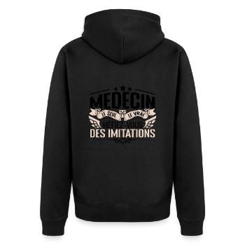 Médecin cadeau Médecin le vrai Médecin - Veste à capuche bio Premium Unisexe - noir - Dos - Nico (187cm)