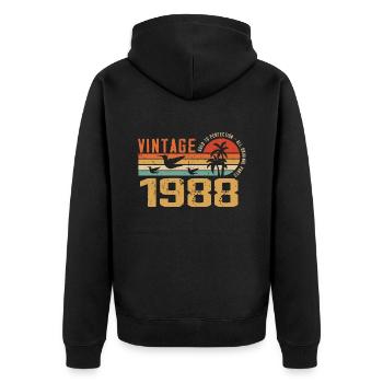 Vintage 1988 Cadeau Anniversaire - Millésime 1988 - Veste à capuche bio Premium Unisexe - noir - Dos - Nico (187cm)