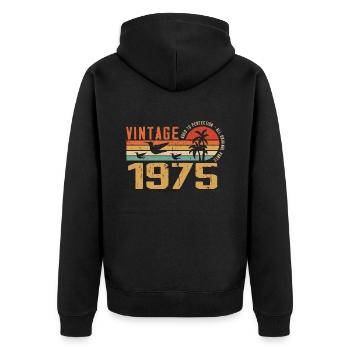 Vintage 1975 Cadeau Anniversaire - Millésime 1975 - Veste à capuche bio Premium Unisexe - noir - Dos - Nico (187cm)