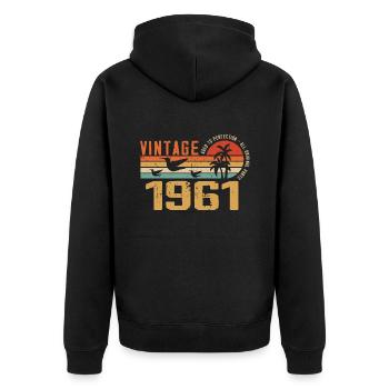 Vintage 1961 Cadeau Anniversaire - Millésime 1961 - Veste à capuche bio Premium Unisexe - noir - Dos - Nico (187cm)