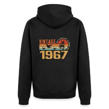 Vintage 1967 Cadeau Anniversaire - Millésime 1967 - Veste à capuche bio Premium Unisexe - noir - Dos - Nico (187cm)