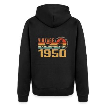 Vintage 1950 Cadeau Anniversaire - Millésime 1950 - Veste à capuche bio Premium Unisexe - noir - Dos - Nico (187cm)