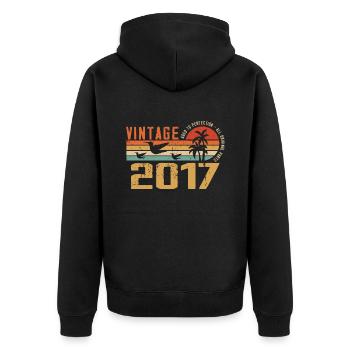 Vintage 2017 Anniversary Gift - Vintage 2017 - Unisex Premium Organic Zip Hoodie - black - Back - Nico (187cm)