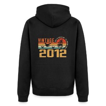 Vintage 2012 Cadeau Anniversaire - Millésime 2012 - Veste à capuche bio Premium Unisexe - noir - Dos - Nico (187cm)
