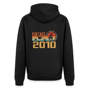 Vintage 2010 Anniversary Gift - Vintage 2010 - Unisex Premium Organic Zip Hoodie - black - Back - Nico (187cm)