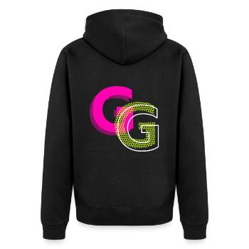 Anfangsbuchstabe G - Unisex Premium Bio Zip Hoodie - Schwarz - Hinten - Nico (187cm)