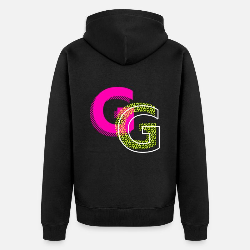 Anfangsbuchstabe G - Unisex Premium Bio Zip Hoodie - Schwarz