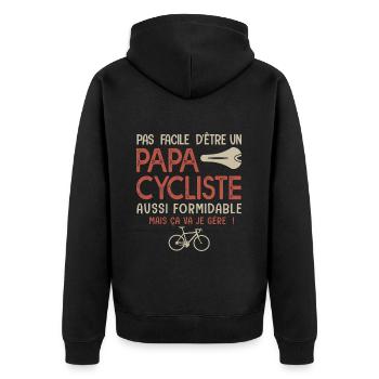 papa cycliste formidable vélo velo - Veste à capuche bio Premium Unisexe - noir - Dos - Nico (187cm)