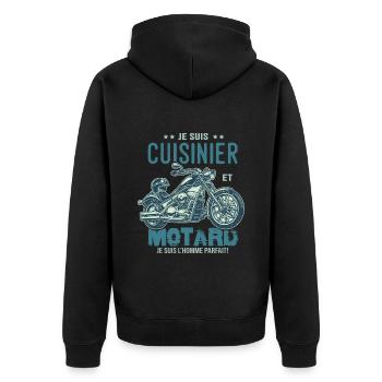 motard le meilleur cuisinier le meilleur cuisto - Veste à capuche bio Premium Unisexe - noir - Dos - Nico (187cm)