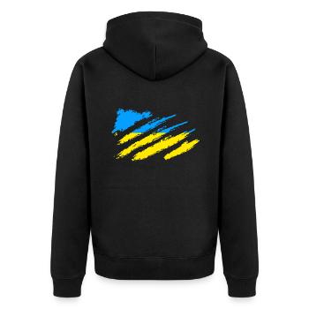 Ukraine Peace - Unisex Premium Organic Zip Hoodie - black - Back - Nico (187cm)