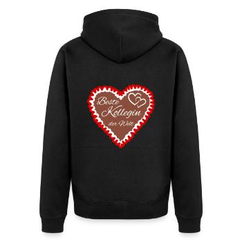 Kollegin beste der Welt Lebkuchenherz - Unisex Premium Bio Zip Hoodie - Schwarz - Hinten - Nico (187cm)