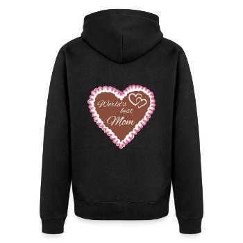 Lebkuchenherz World's best mom - Unisex Premium Bio Zip Hoodie - Schwarz - Hinten - Nico (187cm)
