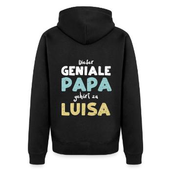 Dieser Geniale Papa Gehört Zu Luisa - Unisex Premium Bio Zip Hoodie - Schwarz - Hinten - Nico (187cm)
