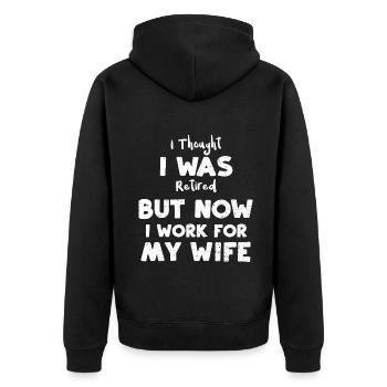 Je pensais que j’étais à la retraite mais maintenant... - Veste à capuche bio Premium Unisexe - noir - Dos - Nico (187cm)